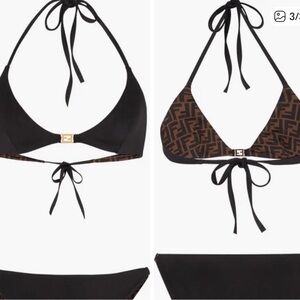 Fendi Iconic Black and Brown Bikini